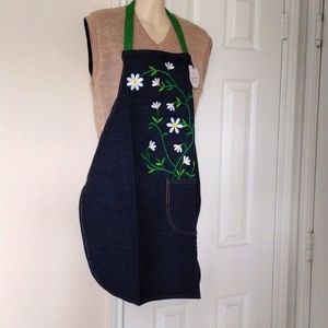 Floral embroidered apron denim fabric